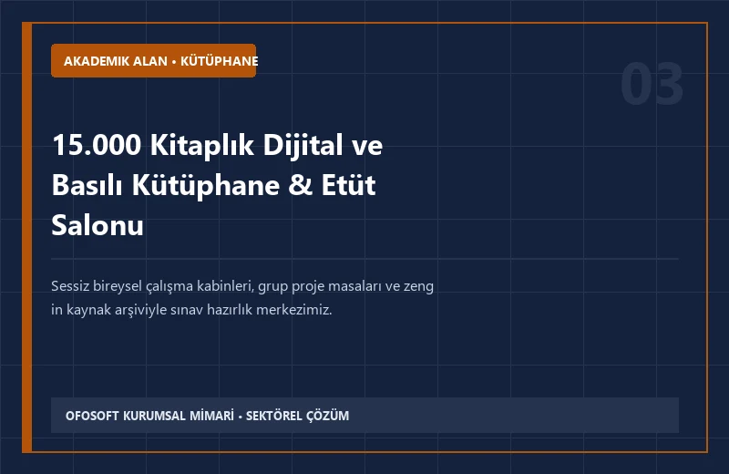 15.000 Kitaplık Dijital ve Basılı Kütüphane & Etüt Salonu